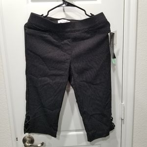 Pants Crop Comfort Elastic Waist 89th Madison Women Size PM Black White Dots